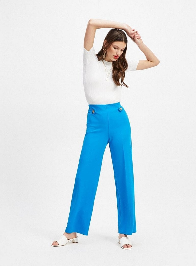 SALE - Cobalt Blue Tab Wide Leg Trousers