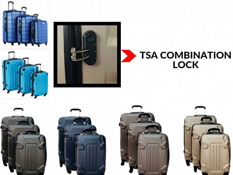 NEW ABS Hard Shell Cabin Suitcase Case 4 Wheels Luggage Lightweight 20" 24" 28"