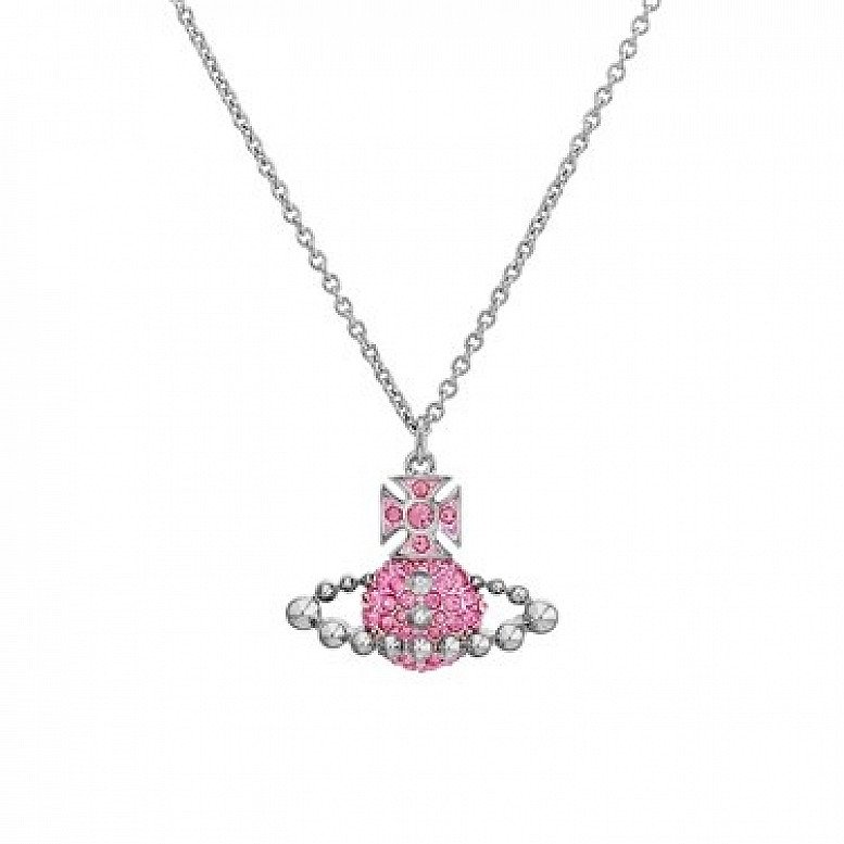 SALE on Vivienne Westwood Lena Silver + Pink Small Bas Relief Necklace!
