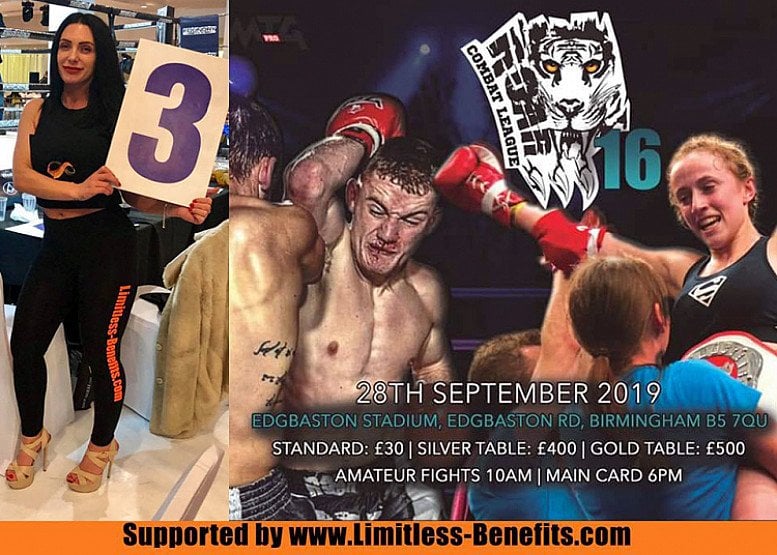 Win 2 tickets to Roar Combat 16 Birmingham supported by limitless Benefits Ring Girls