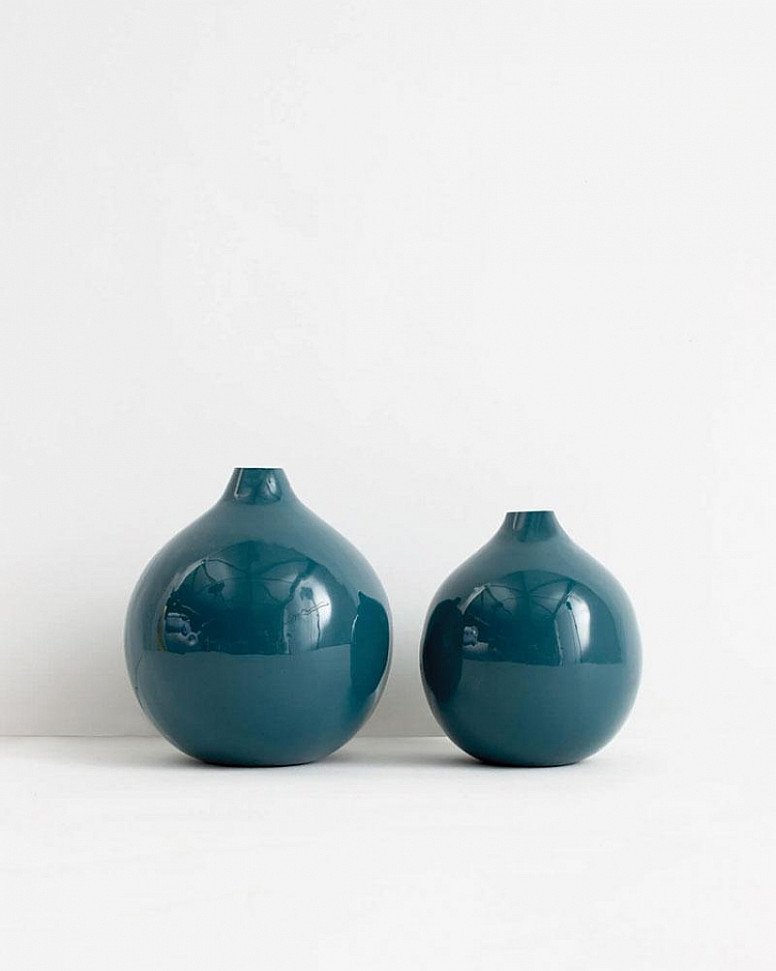 SAVE- Enamel Ball Vase Set, Teal