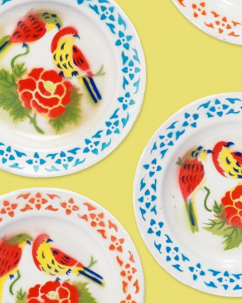Enamel Bird Plate, Set of 4 - £14.00!