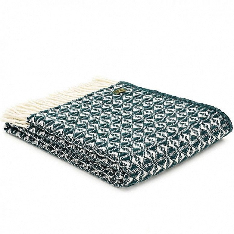 This stunning Cobweave Throw in emerald is made in the UK from the finest pure new wool - £65.00!