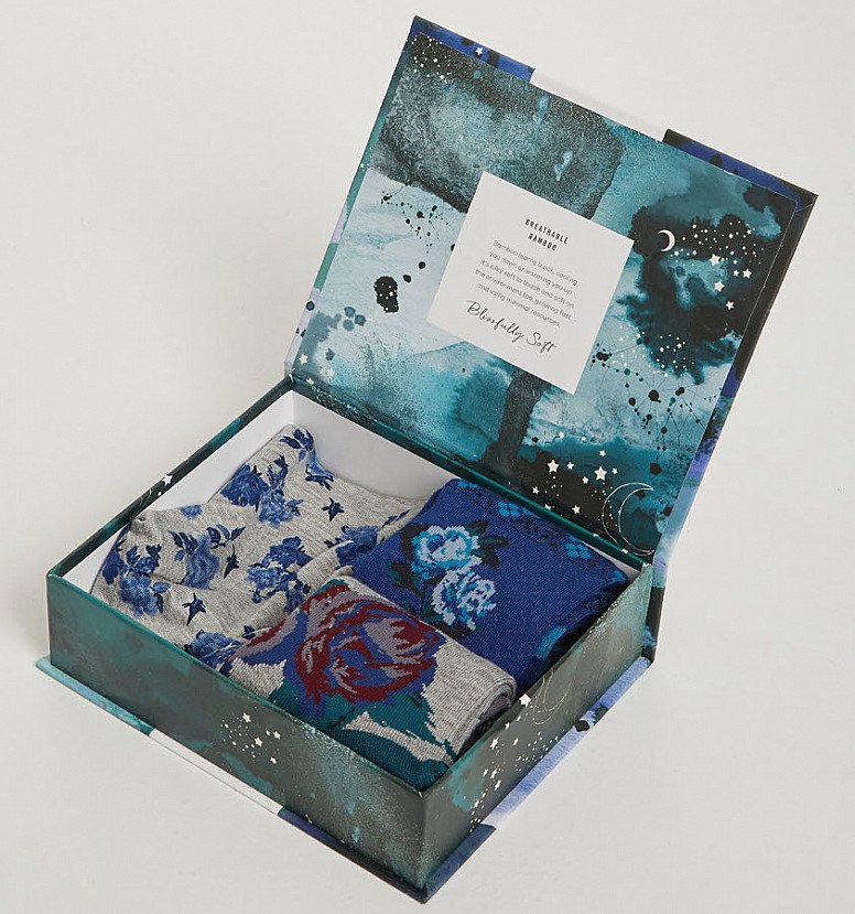 Send organic and sustainable gifts - WOMEN'S FLORAL BAMBOO UNDERWEAR & SOCKS GIFT SET, £21.95!