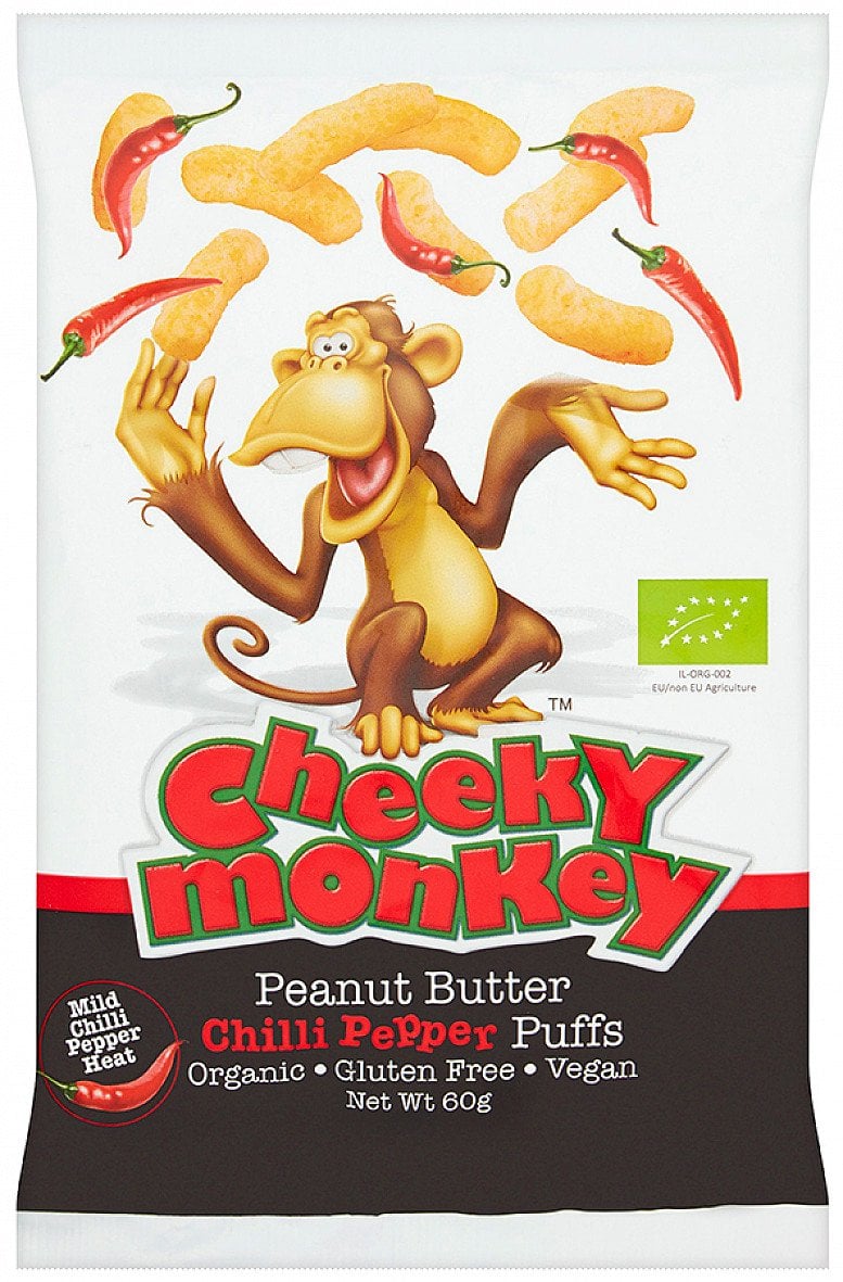 Organic peanut butter puff crisps with a mild chilli pepper flavour, now just £1.50!