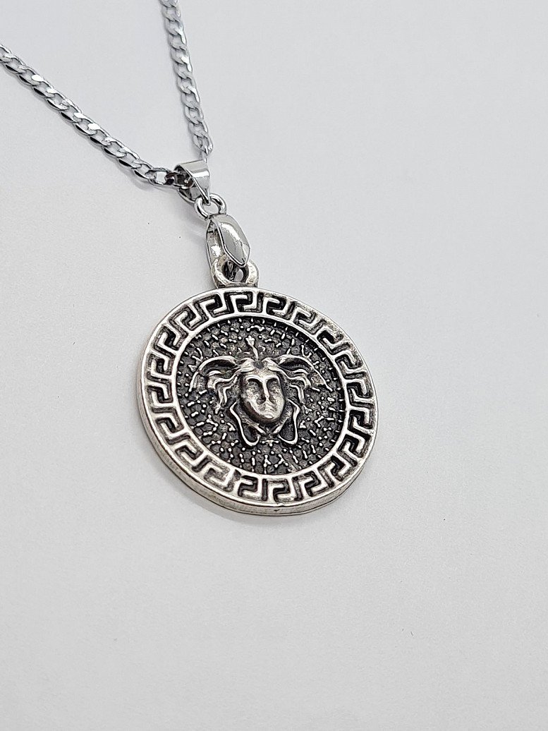 Silver Medusa Pendant Necklace
