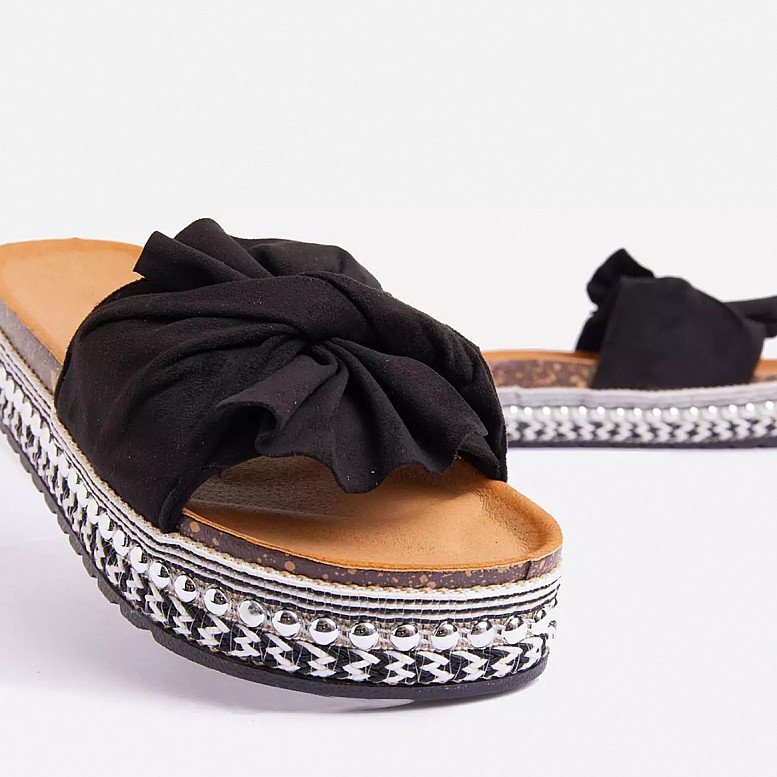 SALE - Daiquiri Espadrille Flat Slider Sandal In Black Faux Suede!