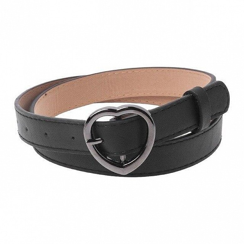 HEART SHAPED BUCKLE FAUX LEATHER BELT