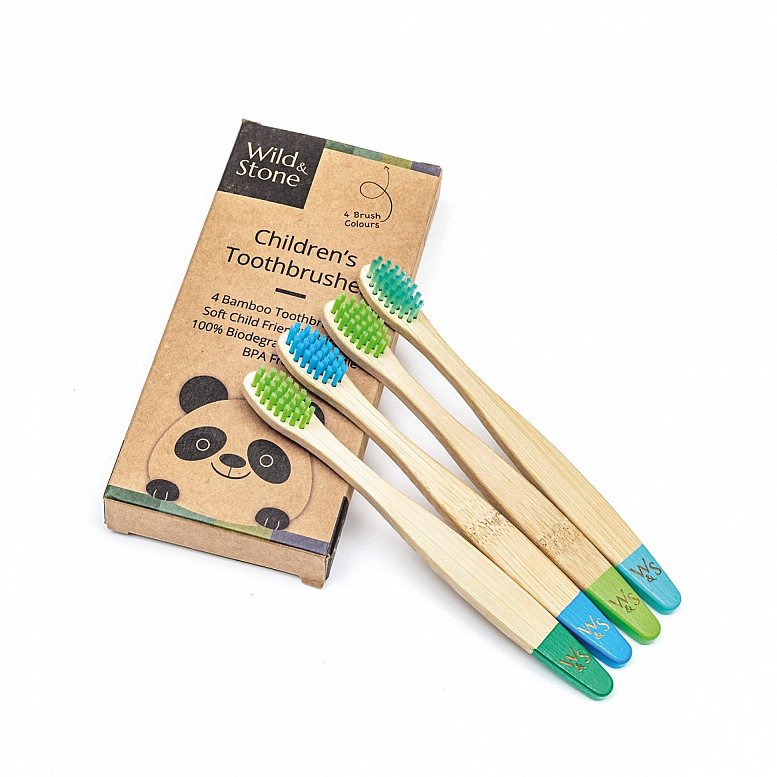 Plastic Free July - BAMBOO TOOTHBRUSH, CHILDREN'S, SOFT BRISTLES, AQUA COLOUR: £5.99!