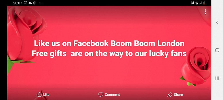 LIKE BOOM BOOM LONDON ON FACEBOOK