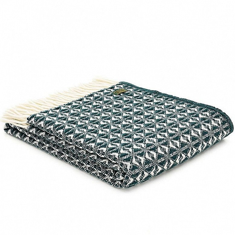 OFFER - PURE NEW WOOL COBWEAVE THROW - EMERALD