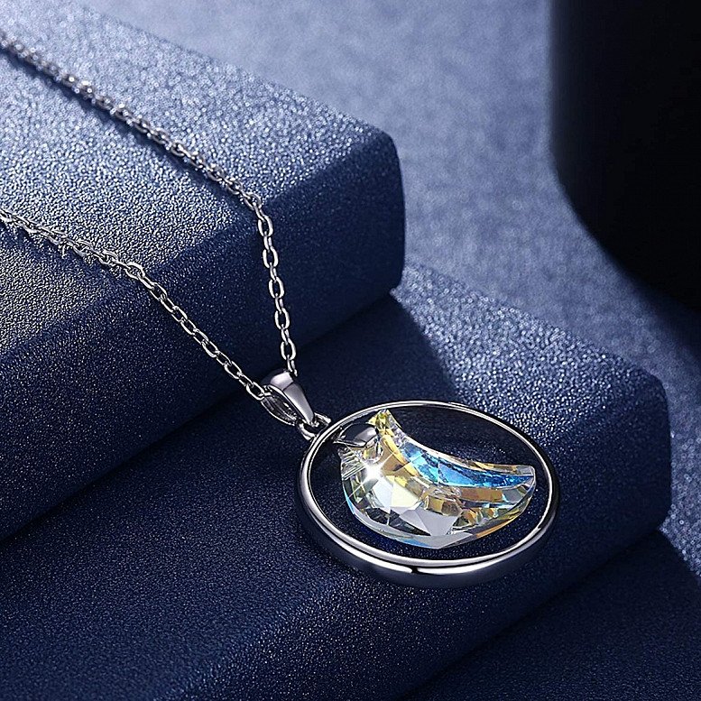 Moon Necklace 925 Sterling Sliver Starry Jewelry Lekani Crystals from Swarovsk