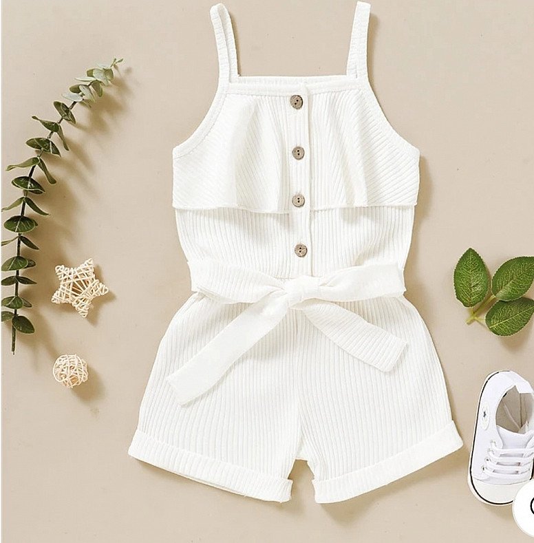 Baby Girl White sleeveless romper jumpsuit 0-3 Months