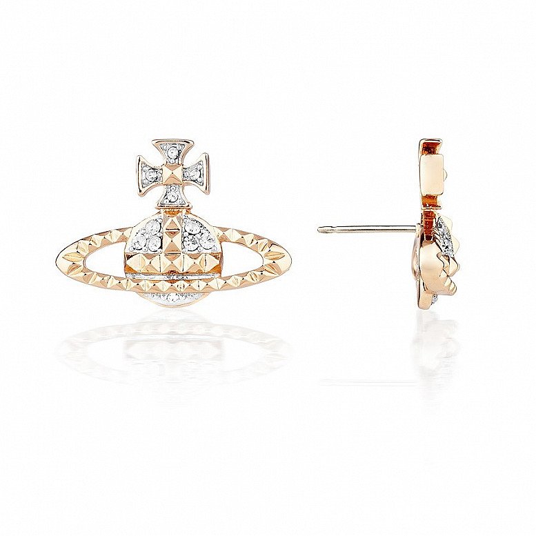 VIVIENNE WESTWOOD MAYFAIR BAS RELIEF PINK GOLD EARRINGS - £65.00