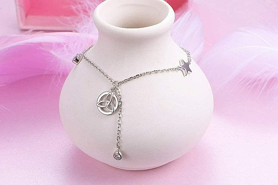 S925 Sterling Silver Celtic Knot Anklets for Women Girls, Adjustable Foot Chain