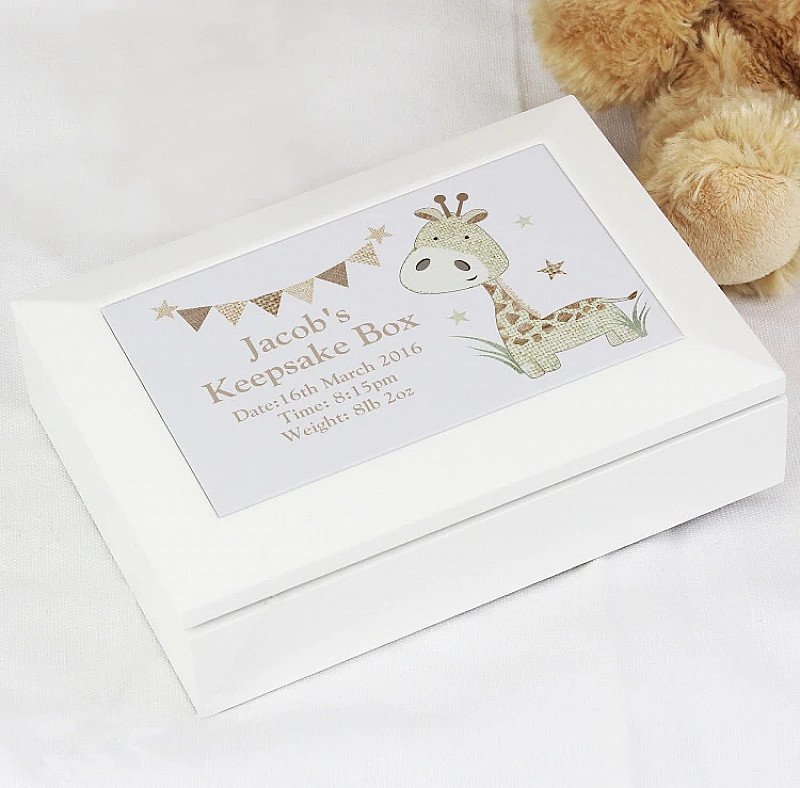 Personalised Hessian Giraffe Keepsake Box