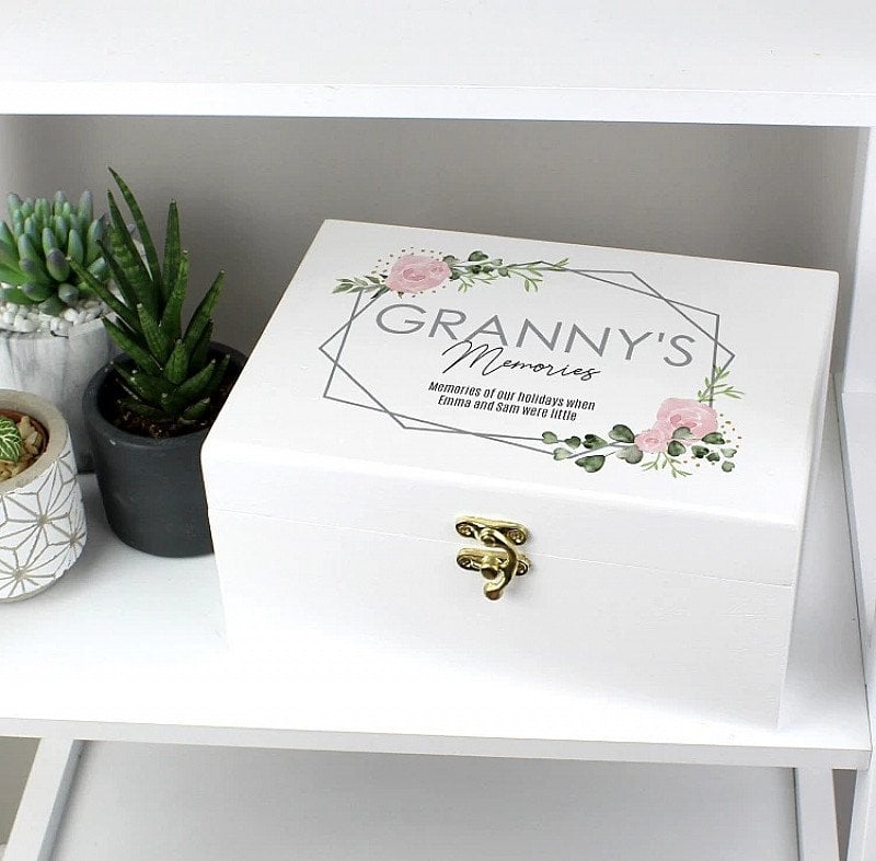 Personalised Abstract Rose Wooden Keepsake Box