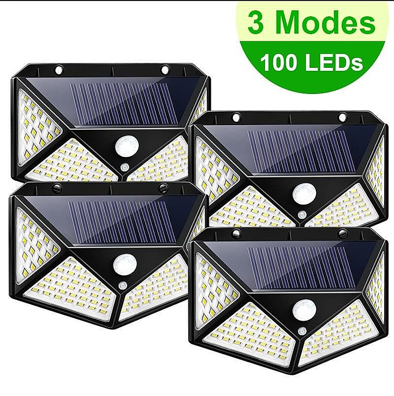 100 LED Solar Power PIR Motion Sensor Wall Light Outdoor Waterproof Garden Lamp for Garden Decoratio