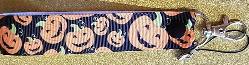 Pumpkin Halloween Wriststrap Lanyard Keyfob Keyring