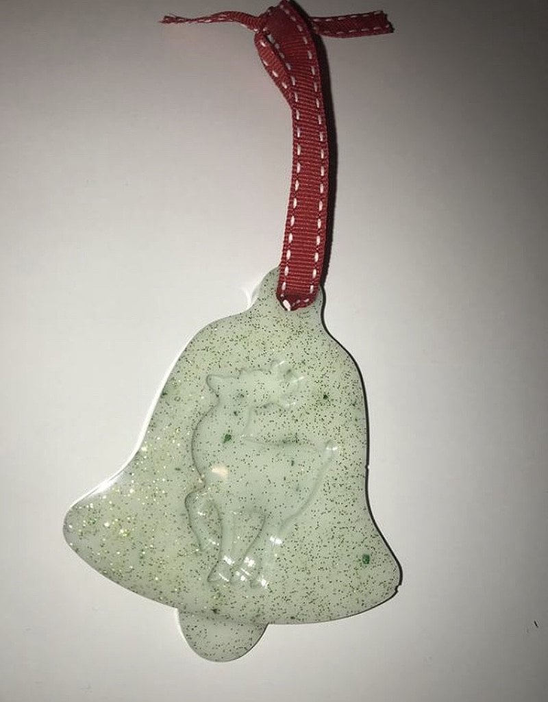 Handmade resin Christmas Bell shaped bauble
