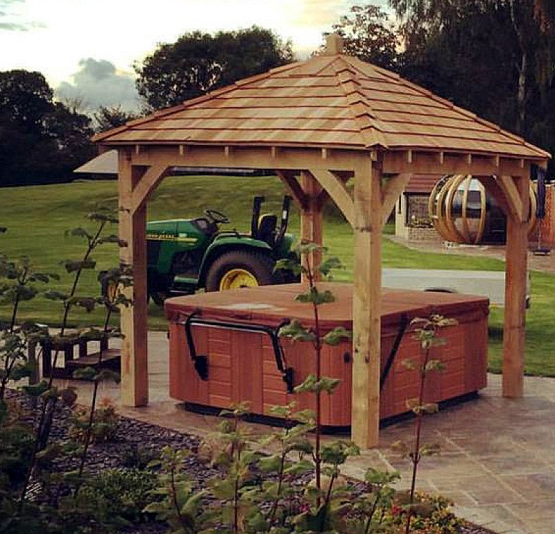 3.0 x 3.0 Green English Oak Framed Gazebo 150 x 150mm Posts