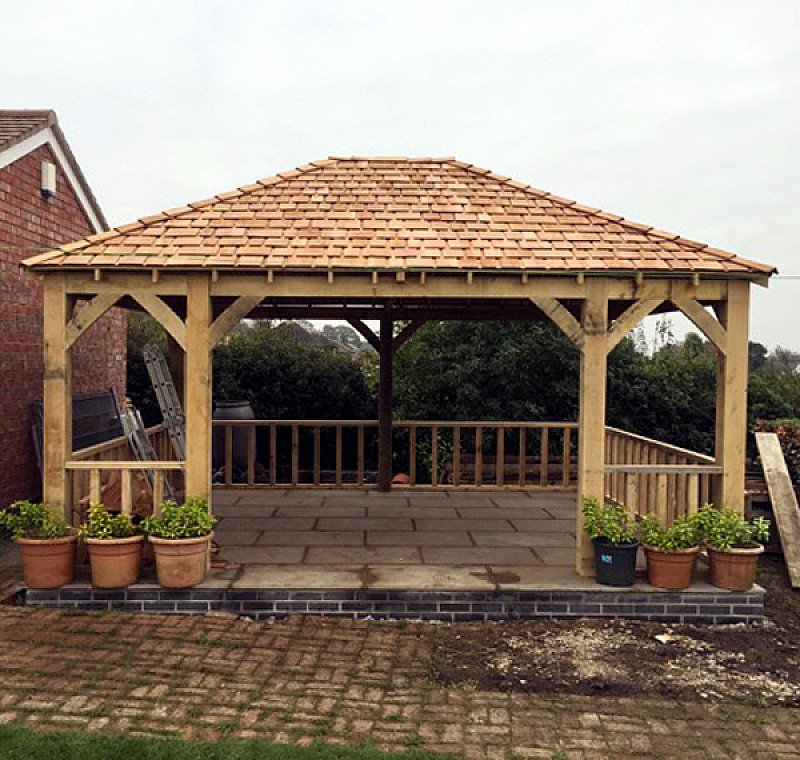 4.0 x 3.0 Green English Oak Framed Gazebo 4 x 150 x 150mm Posts