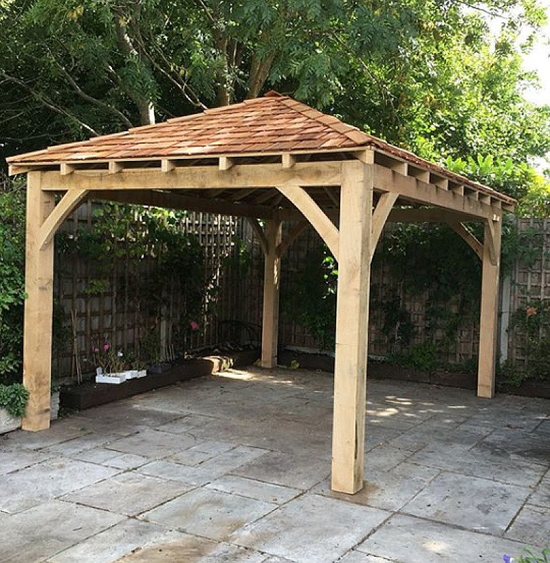 4.0 x 4.0 English Green Oak Framed Gazebo 4 x 150 x 150mm Posts