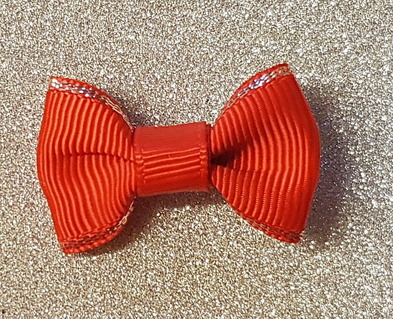 Red Silver Edge Teeny Hairbow or Headband