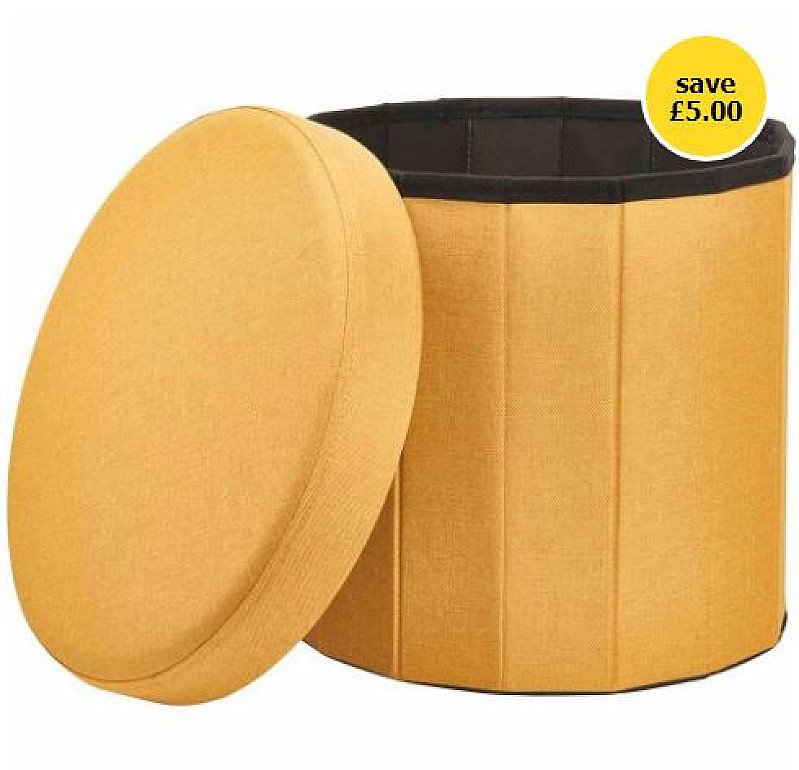 SALE - Wilko Ochre Faux Linen Round Ottoman!