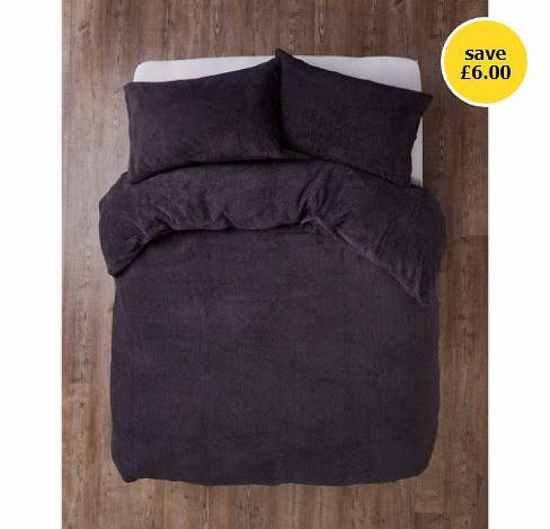 SALE - Sleepdown Charcoal Soft Teddy Fleece Duvet Set Kingsize!