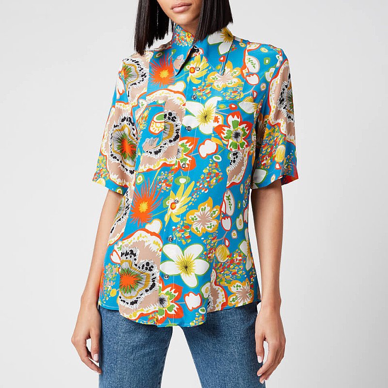 SALE - Simon Miller Women's Bandera Shortsleeve Shirt - Blue Floral Print!