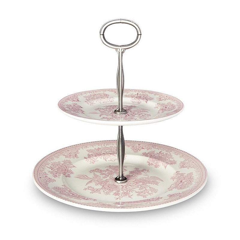 Pink Asiatic Pheasants 2 Tier Cake Stand 17.5cm & 25cm Gift Boxed - £50.00!