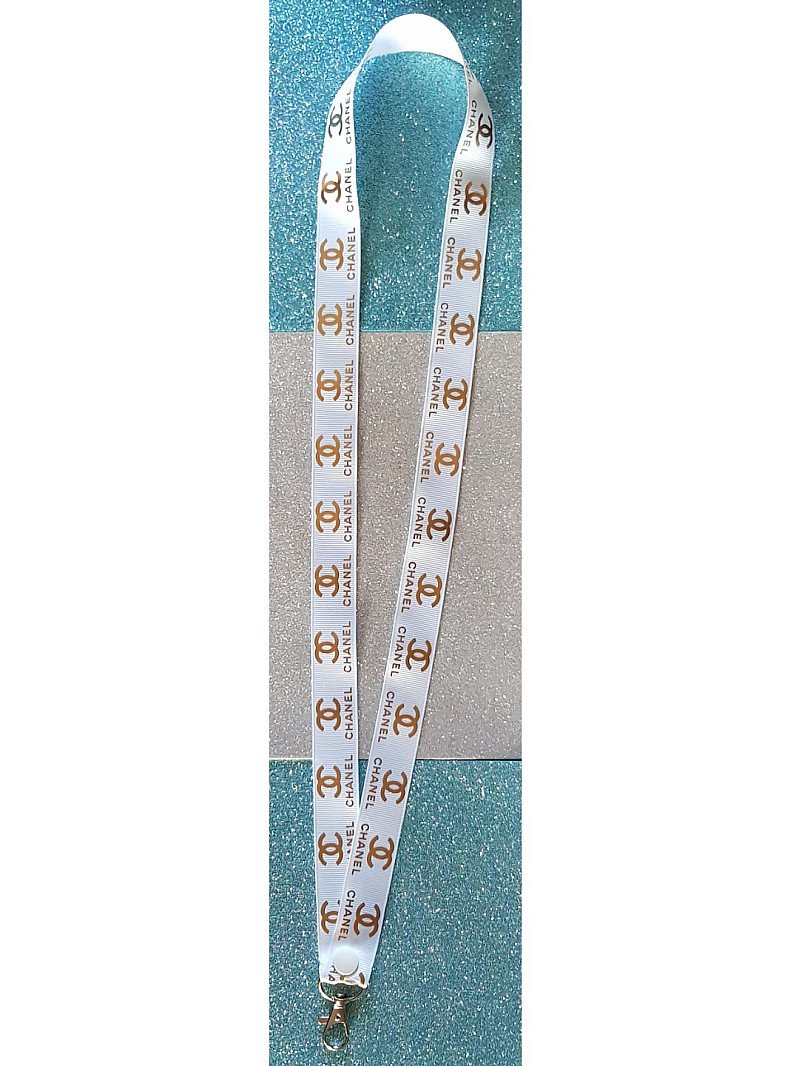 Chanel White Lanyard Id Badge Holder