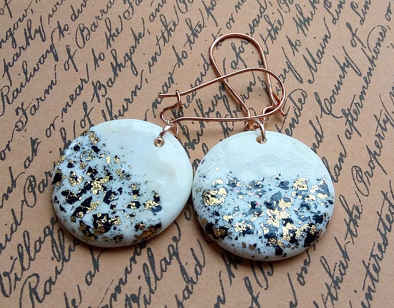 Black and gold foil earrings