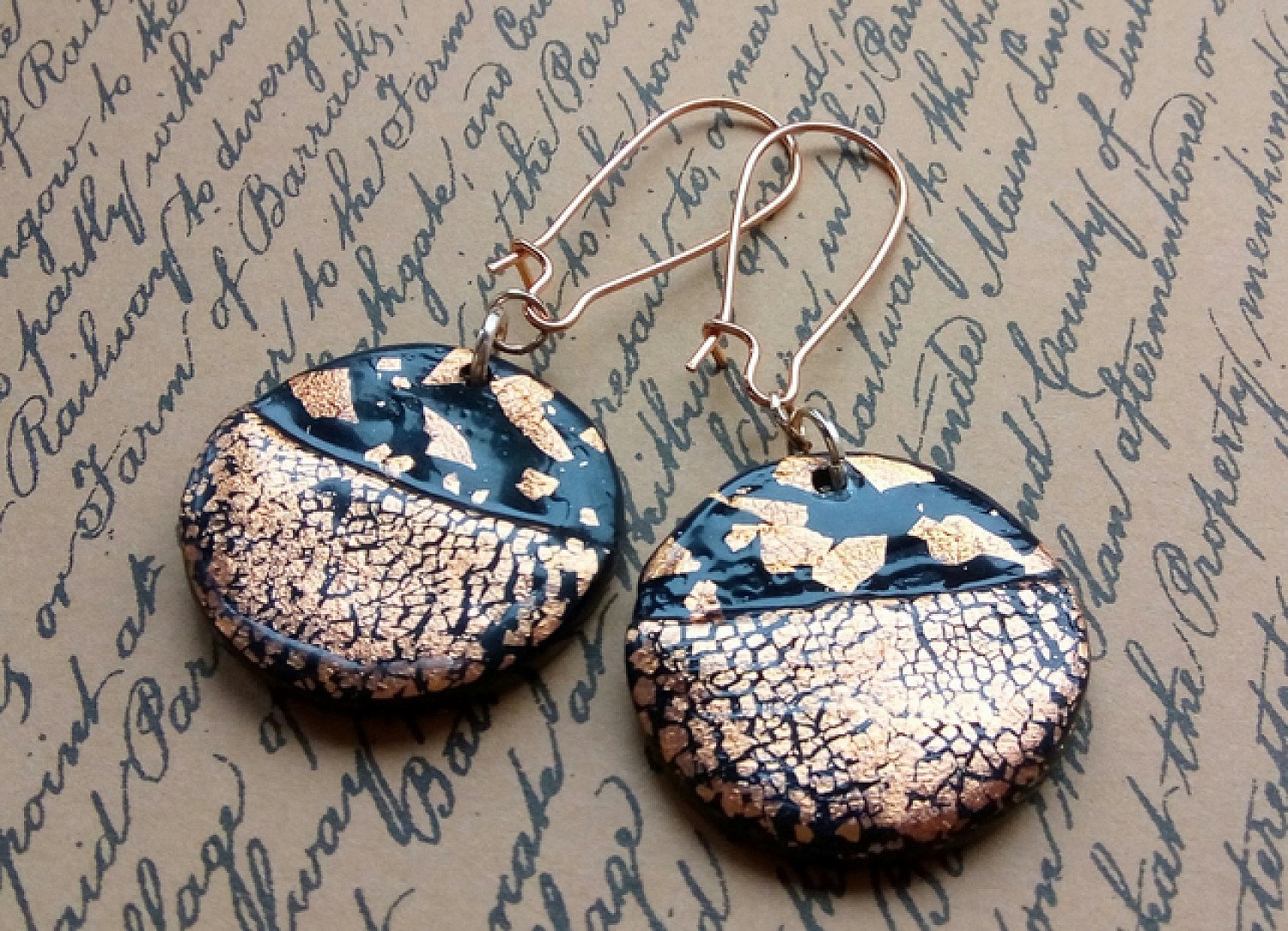 New listing.... gold foil crackle earrings