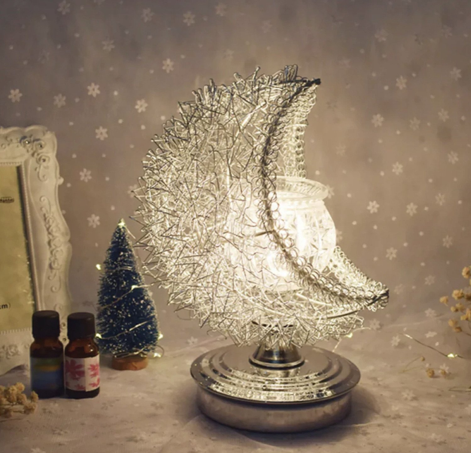 Electric Aroma Candle Wax Burner 3D Moon Glass Lamp