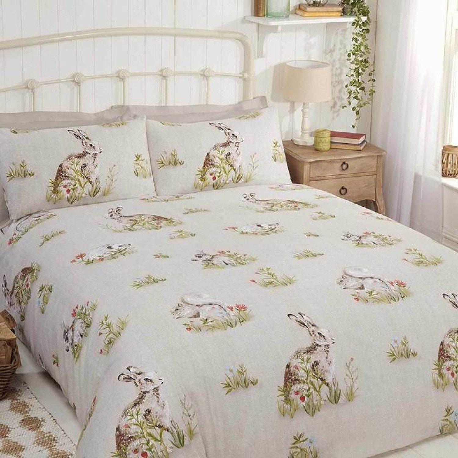 Country Bumpkins Rabbit Print Green Duvet Cover Set