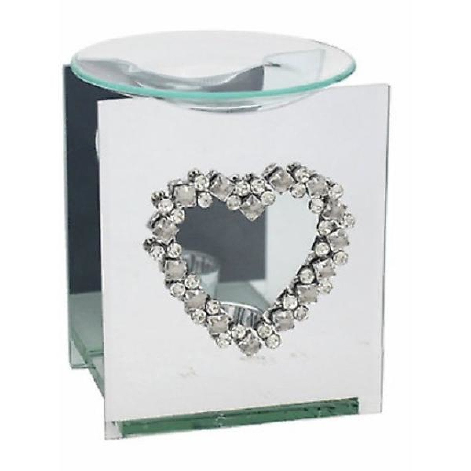 Mirror Diamante Wax Melter With Diamante Heart Design