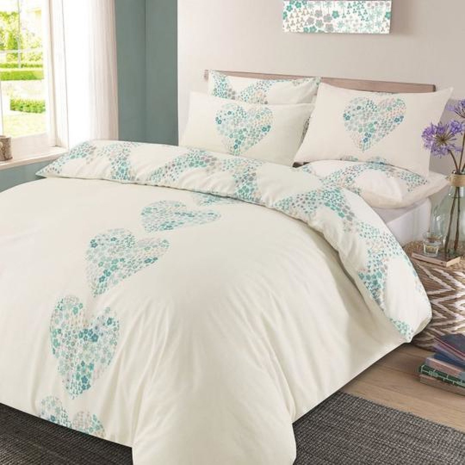 LIZZIE DUVET COVER SET - DUCK EGG