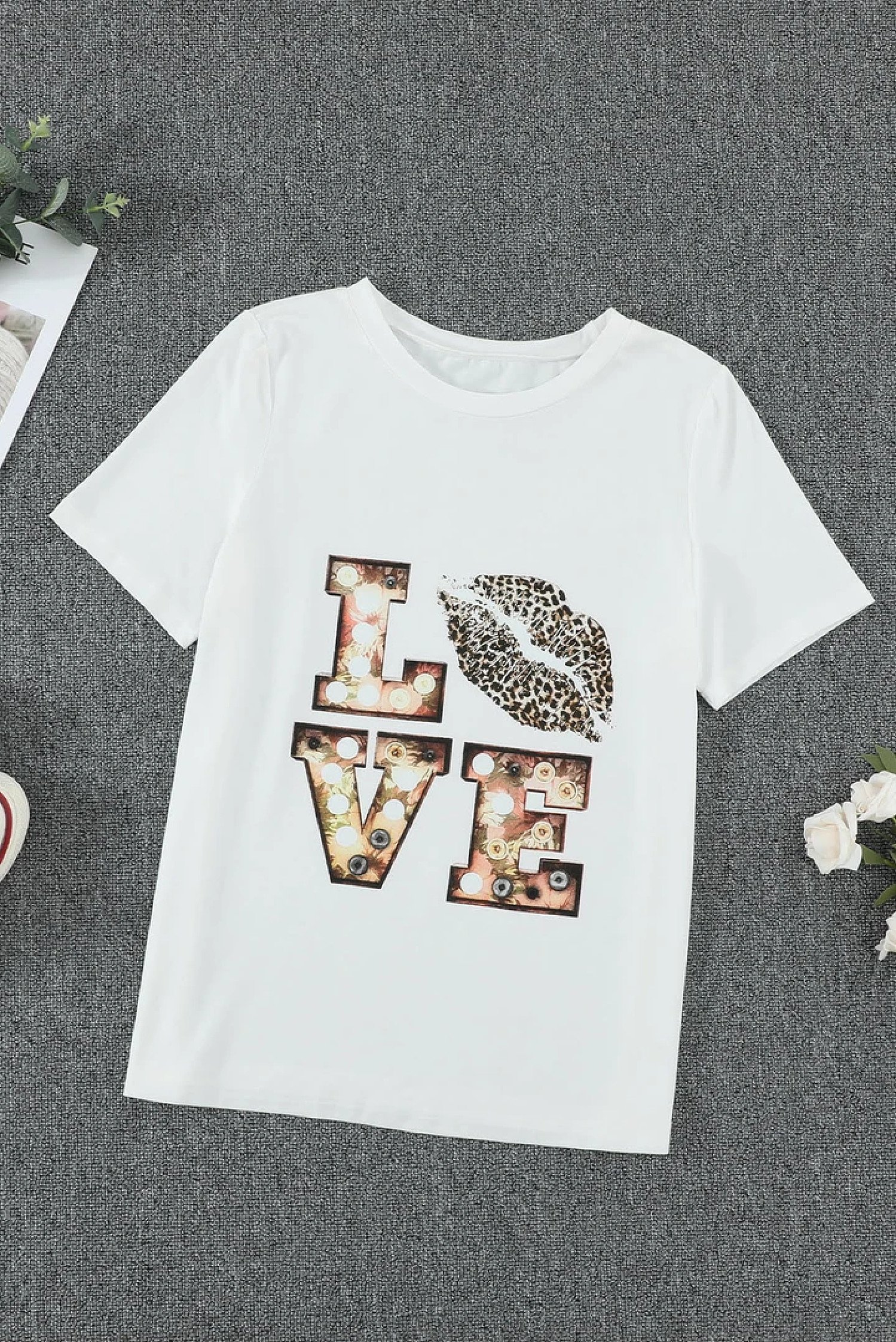 White Crew Neck Cartoon Letter Print Top £14.99 Free Postage