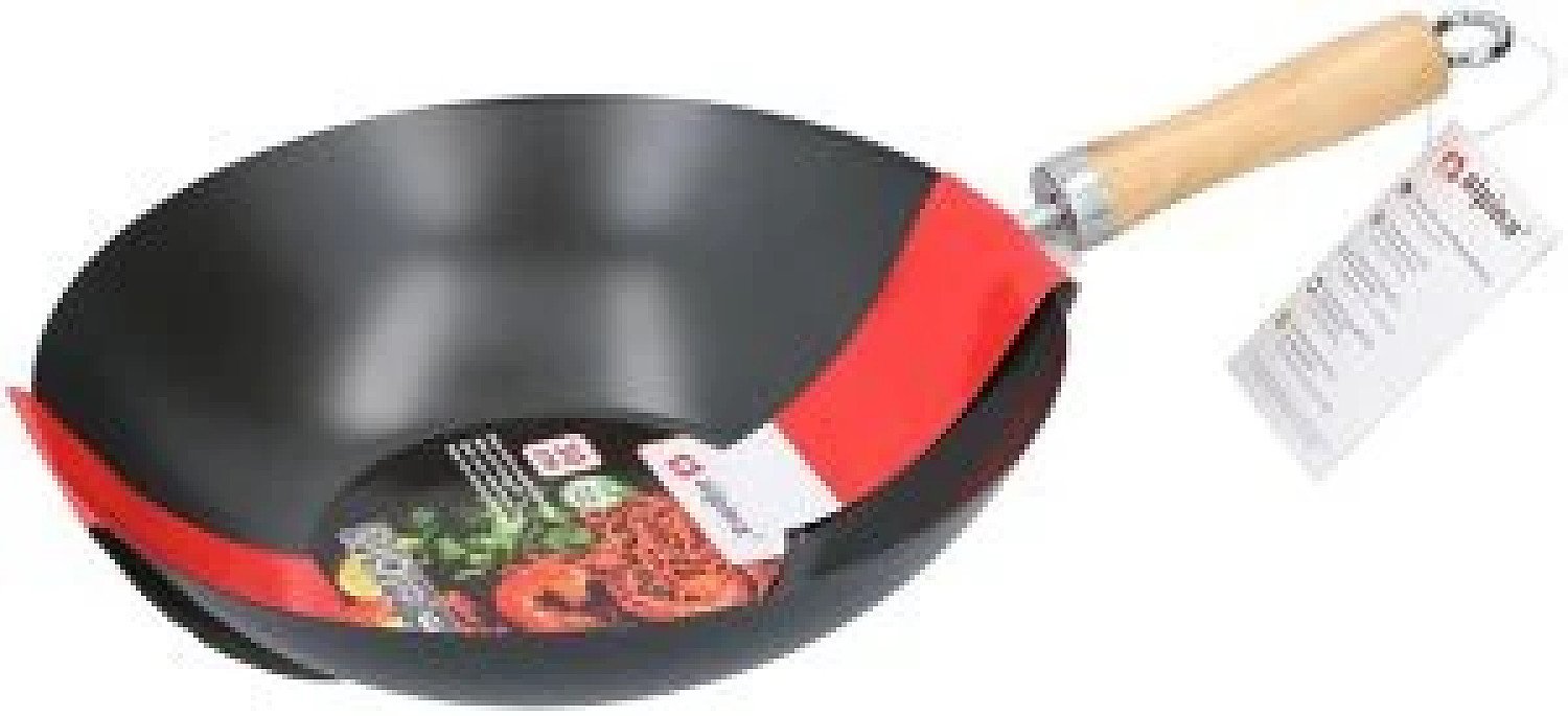 Alpina Cooking 30cm Carbon Steel Non-Stick Stir Fry Frying Wok Pan Wooden Handle £19.99 Free Postage