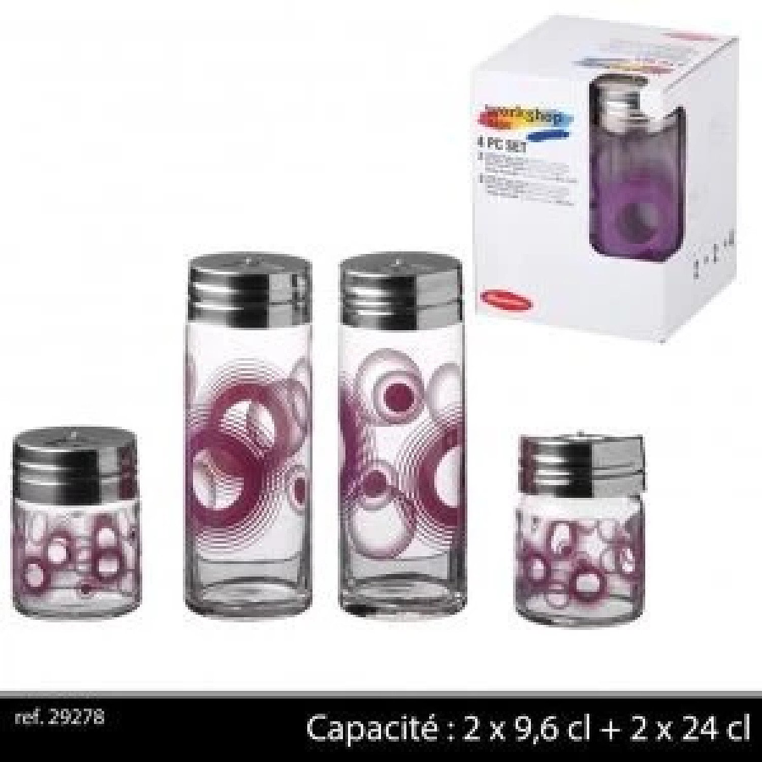 4Pc Glass Condiment £13.99 Free Postage