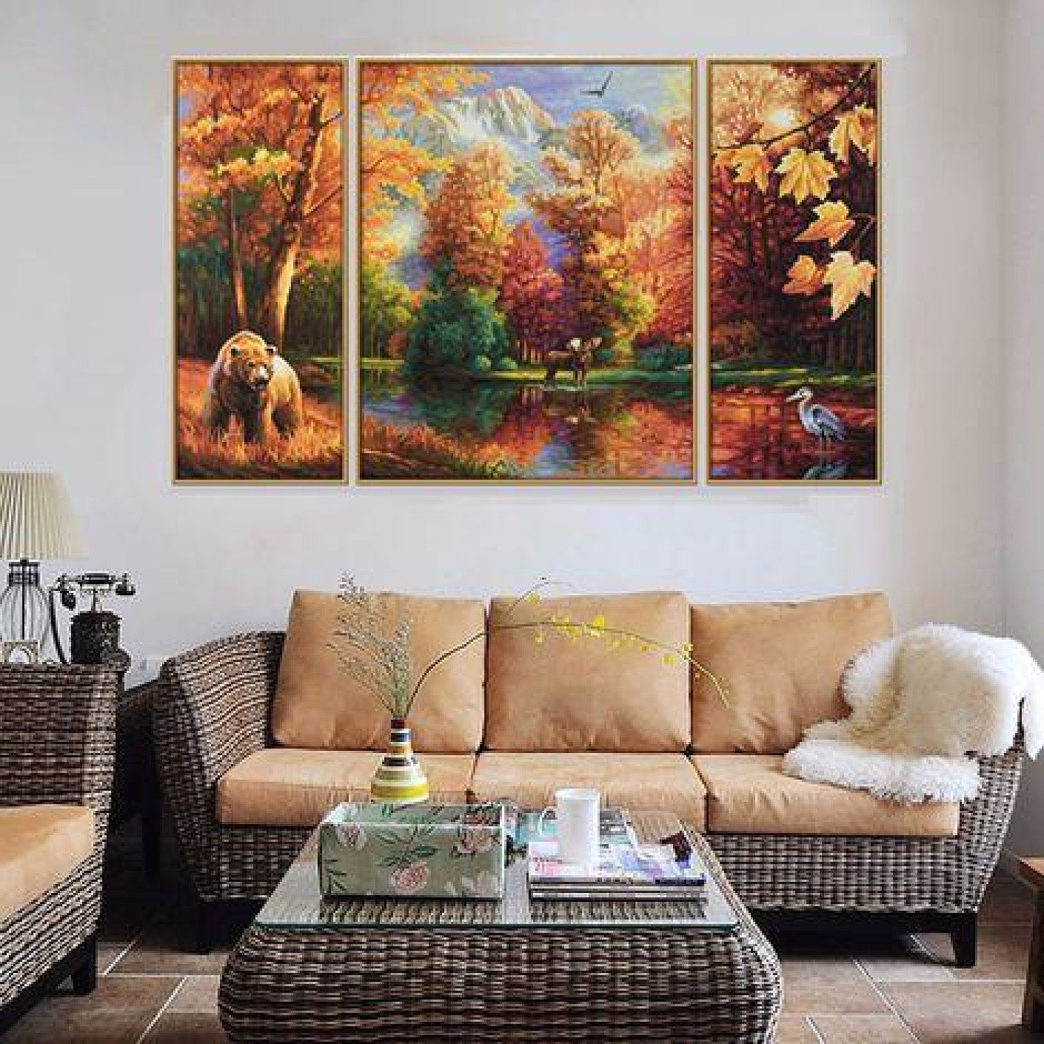 5D 3 Diamond Painting Landscape Forest Autumn Kit Mosaic Embroidery Cross Stitch