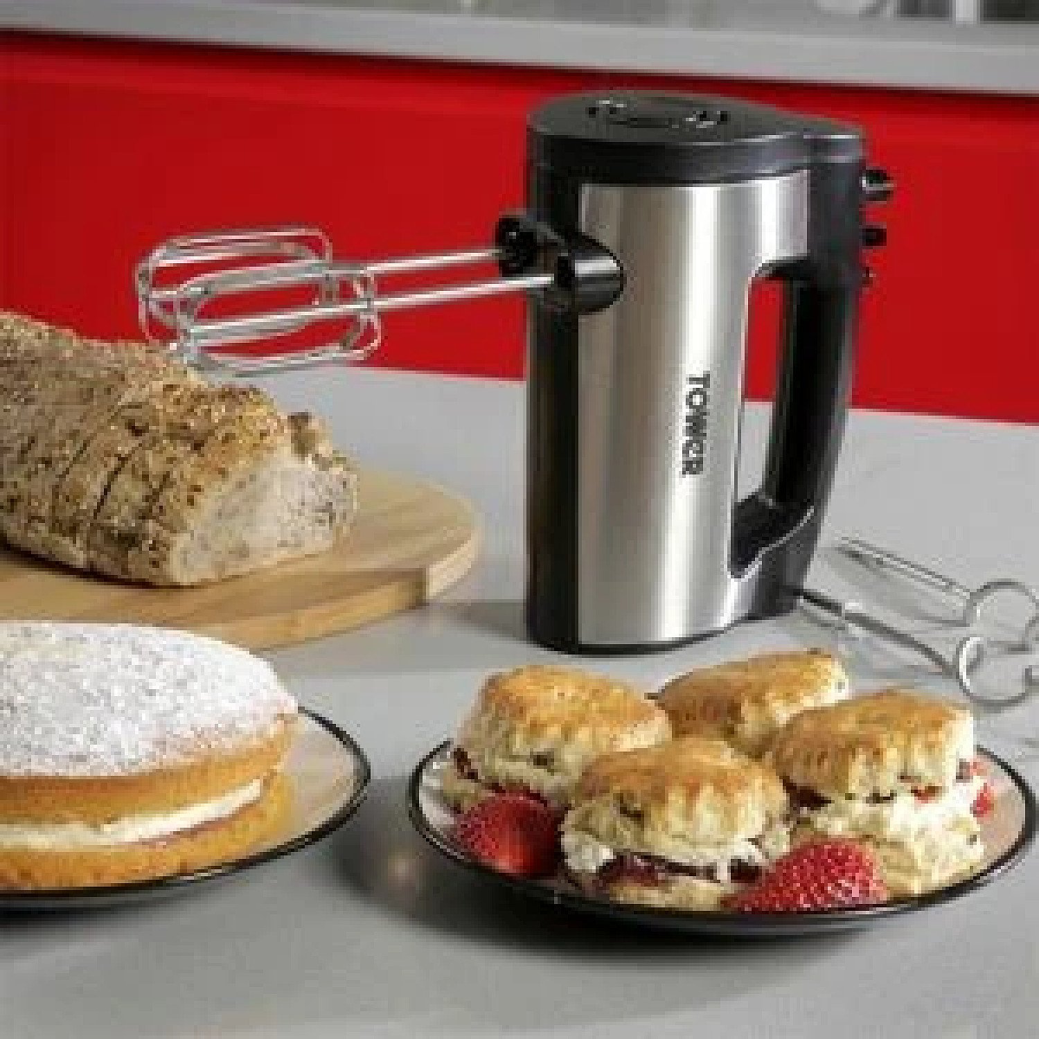 Tower Stainless Steel Electric Food Hand Mixer Mix Baking Whisk Blender Beater 6 Speed Free Postage