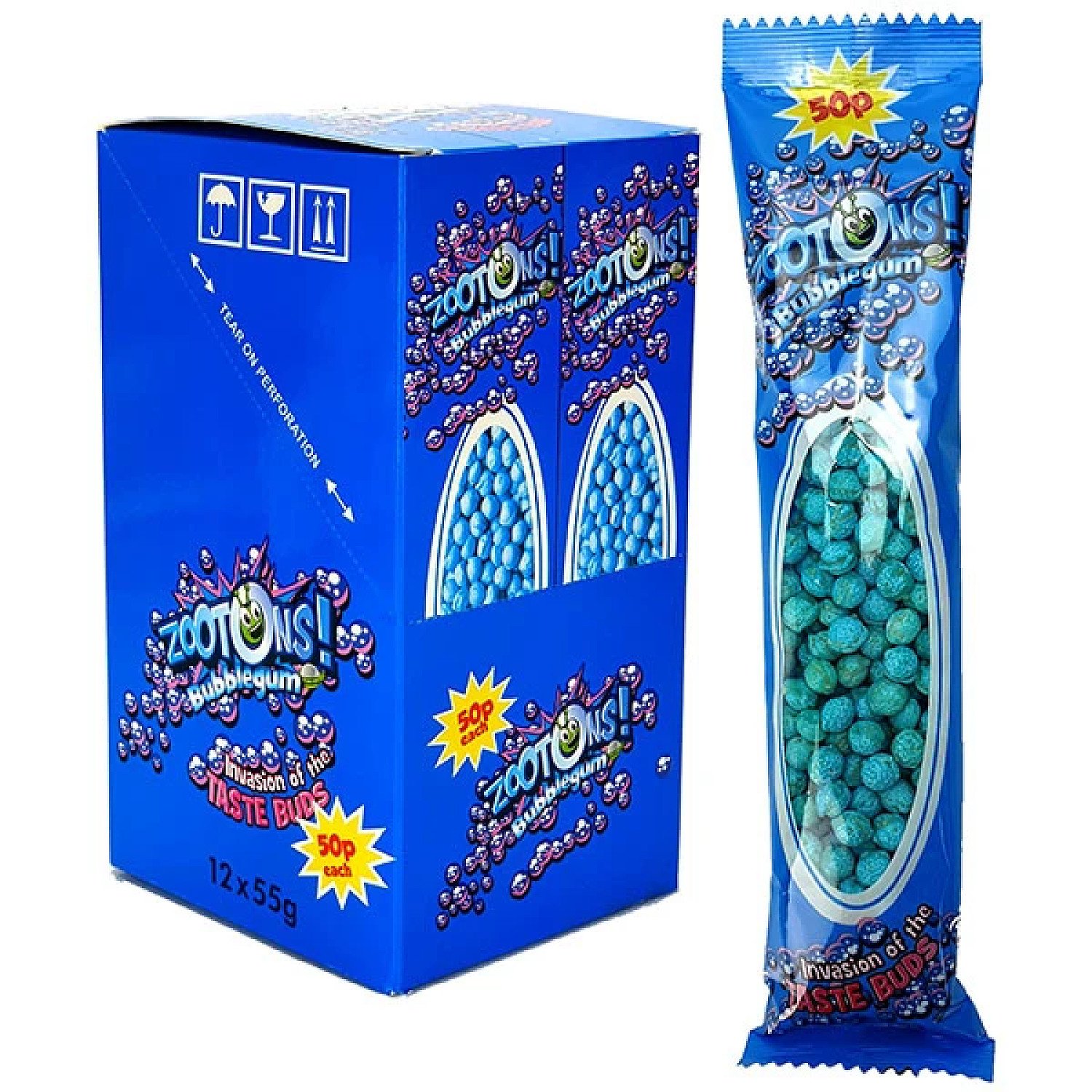 12 X ZOOTONS BUBBLEGUM MINI CHEW CANDIES SWEETS 55G PACKS Free Postage