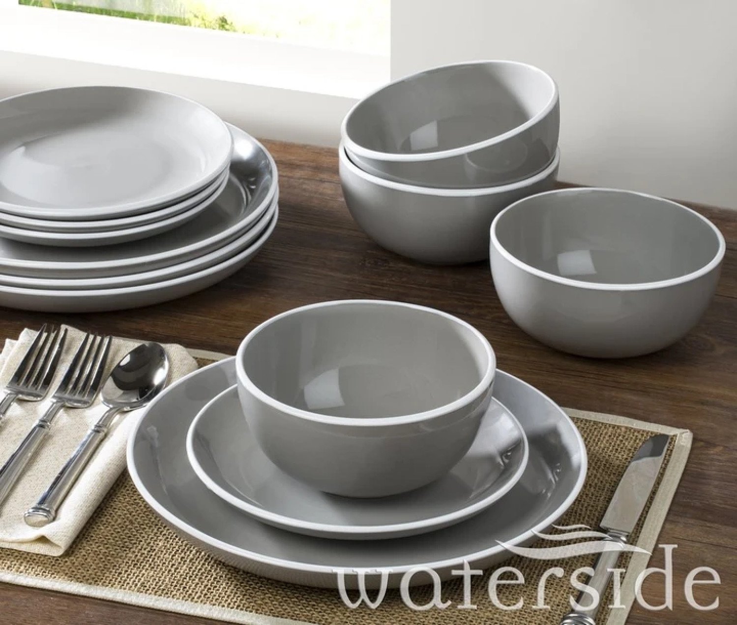 12PC HALO DINNER SET GREY Free Postage