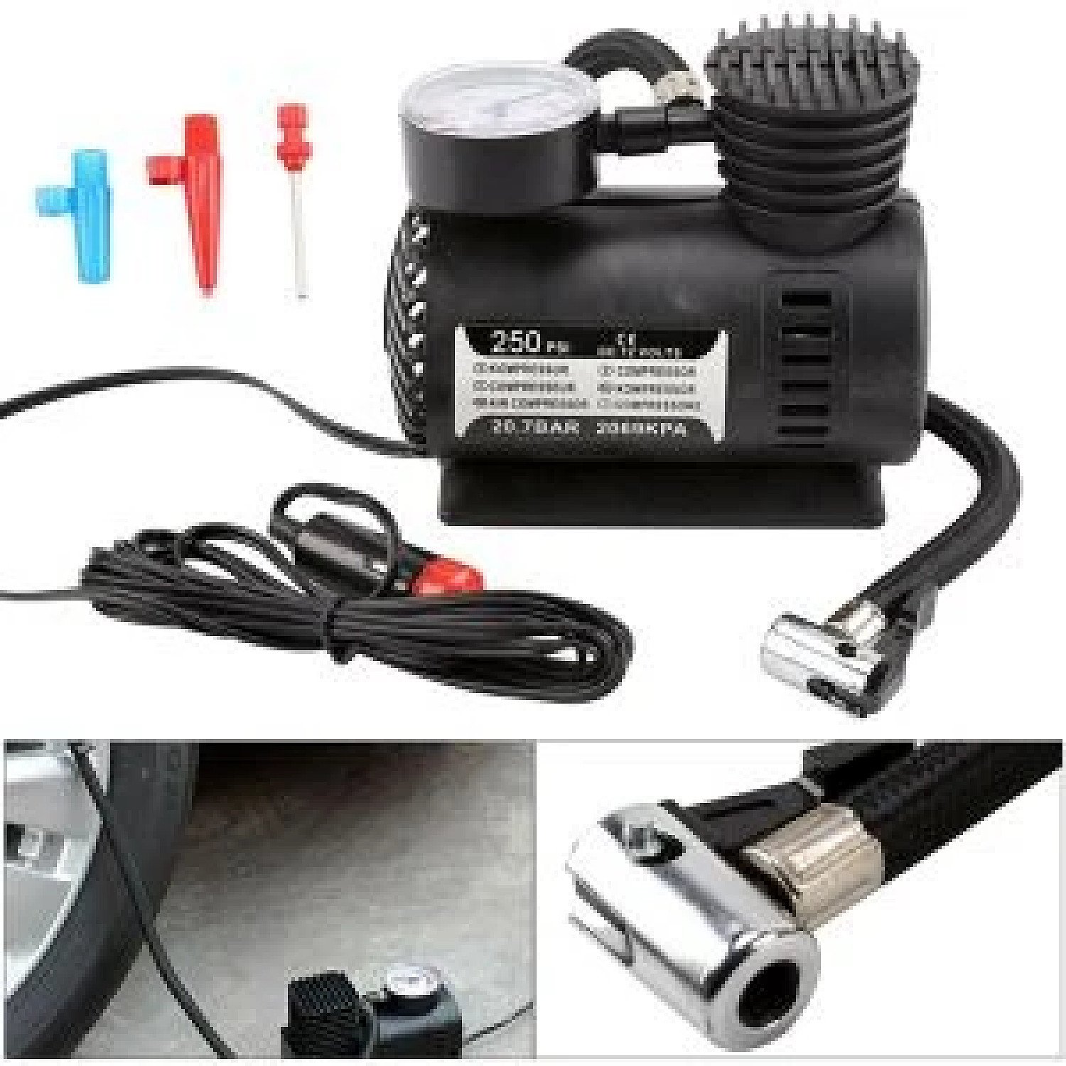 12V Portable Pump Bike Car Van Tyre Inflator Gauge Mini Air Compressor Airhose Free Postage