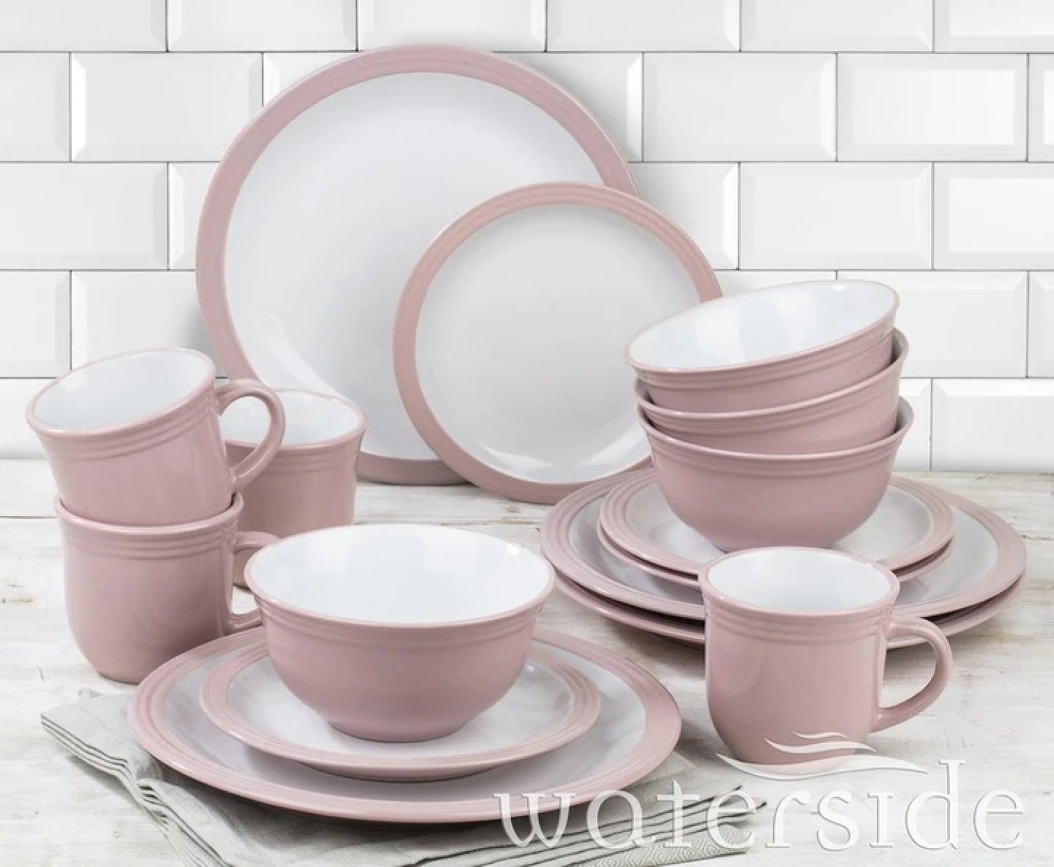 16PC CAMDEN DINNER SET - PINK Free Postage