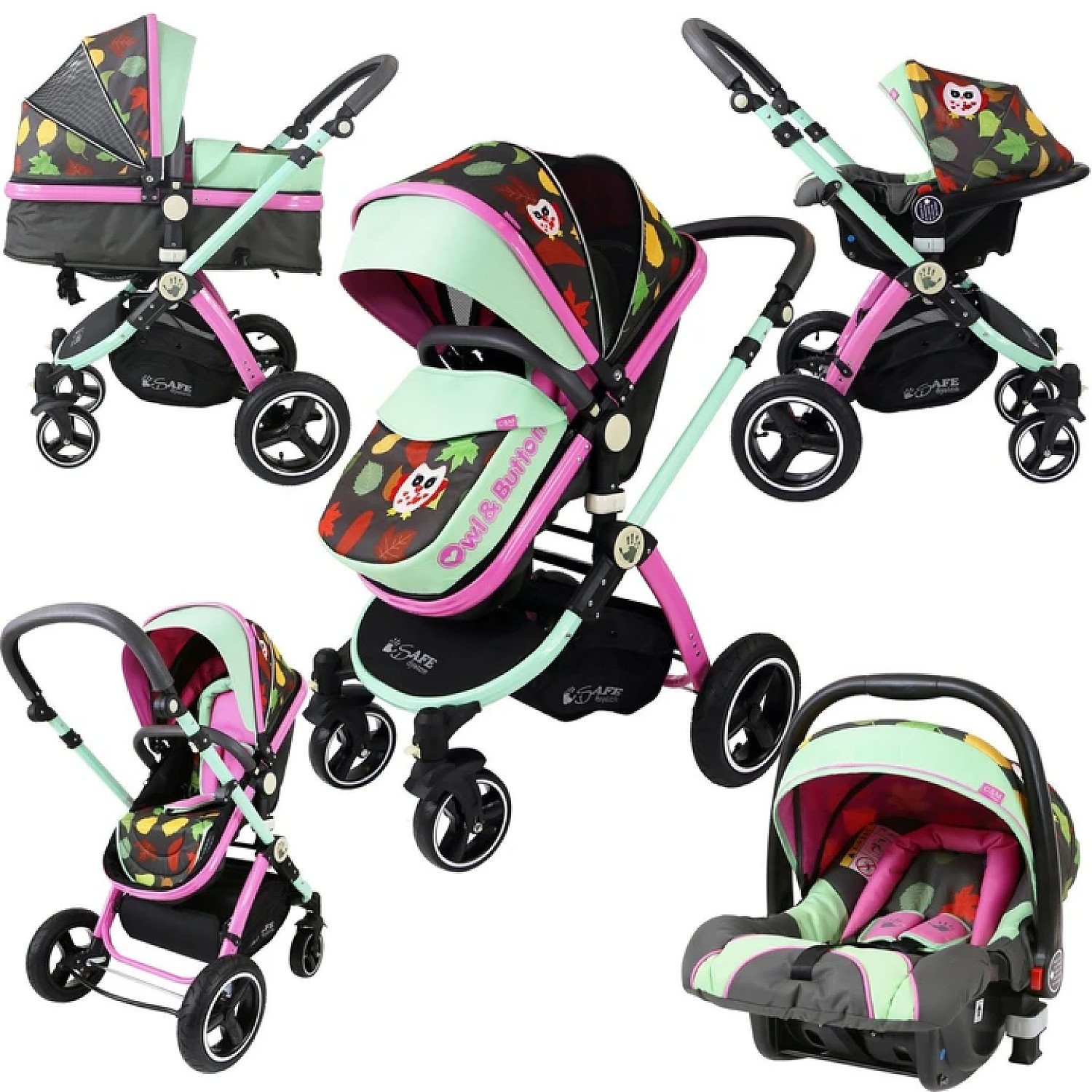 2 in 1 iSafe Pram System - Button Owl (Limited Edition) + Carseat Free Postage