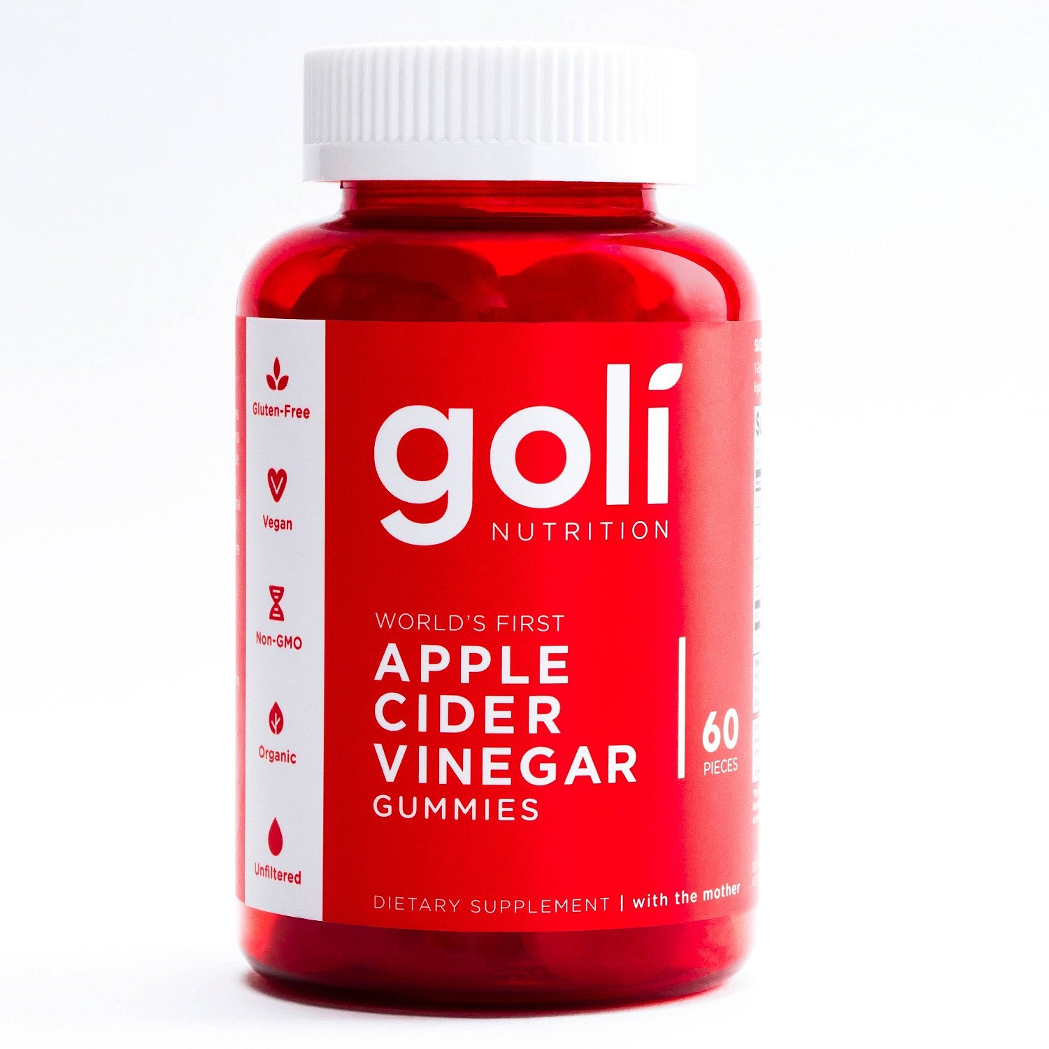 Goli Nutrition Apple Cider Vinegar Gummy Dietary Supplement, 60 Gummies - Non-GMO & Vegan